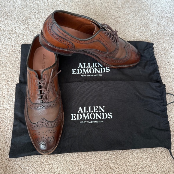 Allen Edmonds Wingtips - McAllister, Chili - Picture 1 of 9